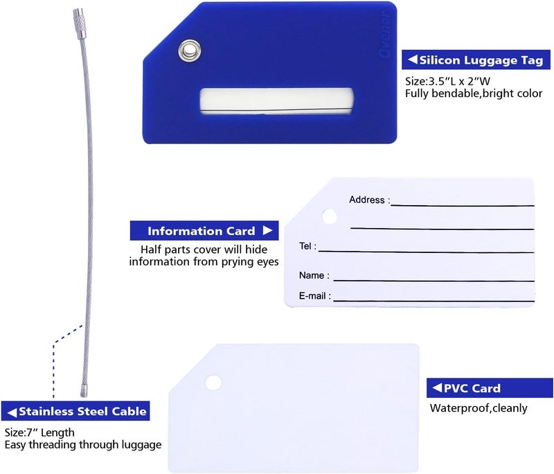 Ovener 5Pack Silicone Luggage Tag with Name ID Card Perfect to Quickly Spot Luggage Suitcase by - Image 3